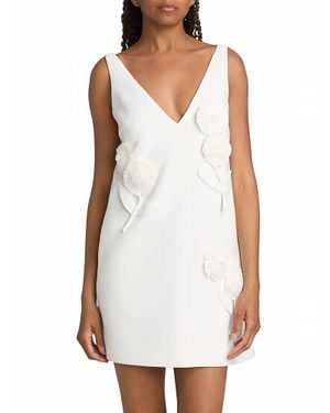 Self-Portrait Paillette-Embellished Flower-Appliqué Minidress - White