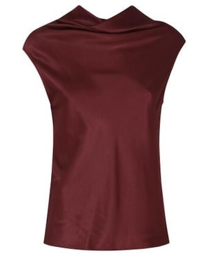 Alberta Ferretti Cowl Neck Viscose Top - Red