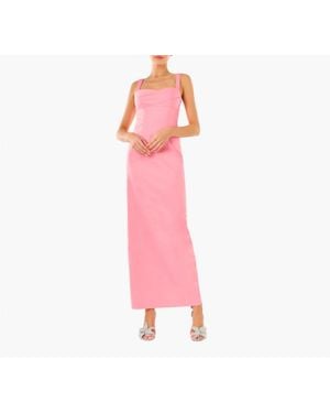 ML Monique Lhuillier Marina Faille Column Maxi Dress - Pink