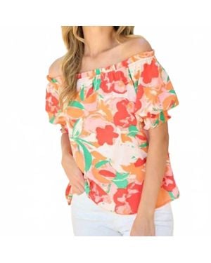 Hailey & Co Off The Shoulder Floral Top - Red
