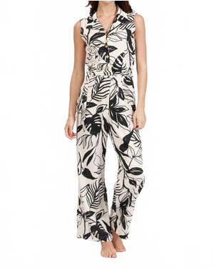 Salty Weekend Palm Collared Jumpsuit - White