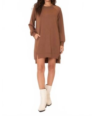 Cozy Co. Long Sleeves High Low Dress - Brown