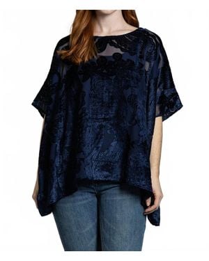 Apny Short Kaftan Burnout Velvet Top - Blue