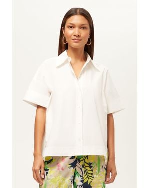 Trina Turk Opponent Short-Sleeve Button-Up Top - White
