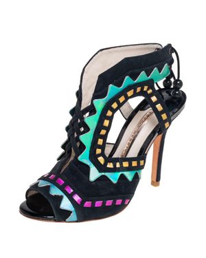 Sophia Webster Suede And Leather Riko Cutout Sandals - Blue