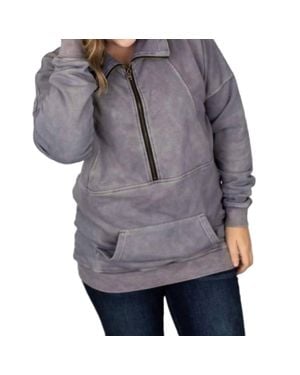 Michelle Mae Vintage Wash Half-Zips - Gray