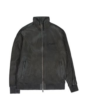 Purple Brand Leather Track Jackets - Black