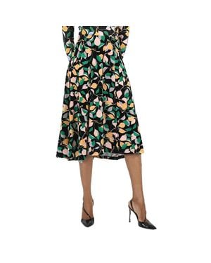 La DoubleJ Ladies Orchard Print Kenny Midi Skirt - Black