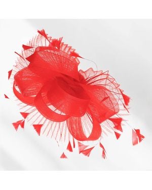 Fashnzfab Elegant Structured Bow Feather Accent Mesh Fascinator Hair Clip Headband