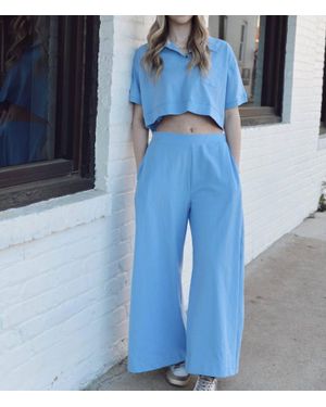 Bucketlist Collared Boxy Crop Polo Tee - Blue