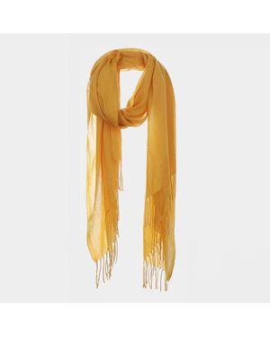 TRUEDAMES Solid Fringe Oblong Scarf - Metallic