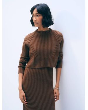 White + Warren Cropped Ribbed Crew Sweater - Multicolor