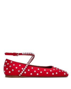 AMINA MUADDI Ane Crystal Embellished Ballerina Flats - Red