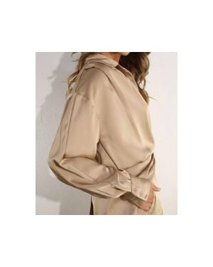 Mulla Satin Long Sleeve Top - Natural