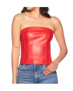 Susana Monaco Faux Leather Corset Tube Top - Red
