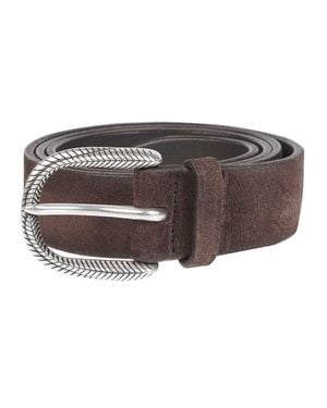 Orciani Calf Leather Hunting Belt With Textured Finish - Brown