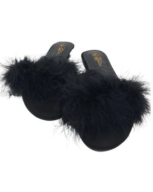 Rya Collection Feather Slippers - Black