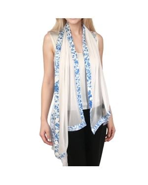 Magic Scarf Origami Trim Button Shawl Shrug Wrap - Blue