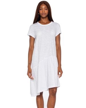 Wilt Drop Torso Slant Hem Dress - White