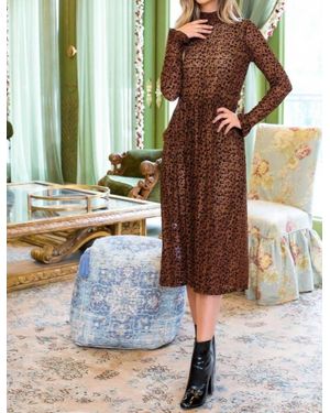 Thml Devore Leopard Print Midi Dress - Brown