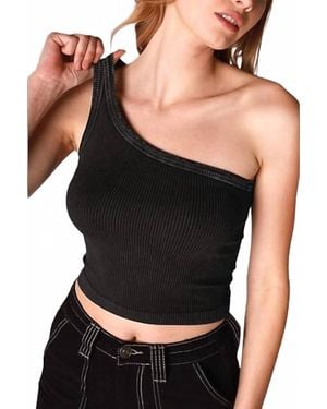 Nikibiki One Shoulder Crop Top - Black
