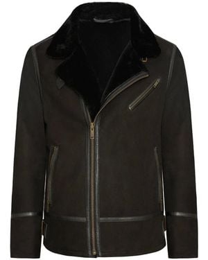 Bigardini Structured Shearling Jacket With Asymmetrical Zipper - Black