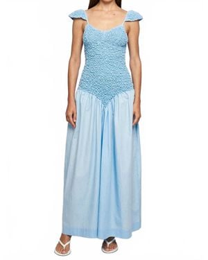 SWF Cap Sleeve Mottled Maxi Dress - Blue