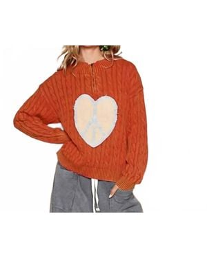 Pol Apple Heart Sweater - Orange