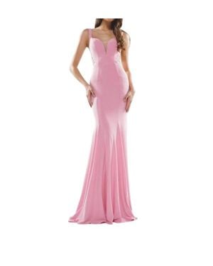 Colors Dress Fitted Long Gown - Pink