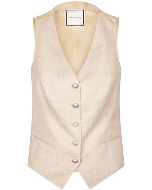 Tagliatore Sleeveless Tailored Vest With Ornate Metallic Buttons - Natural