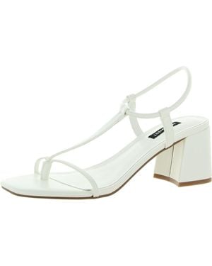 Nine West Gardeen 3 Faux Leather Thong Block Heels - White