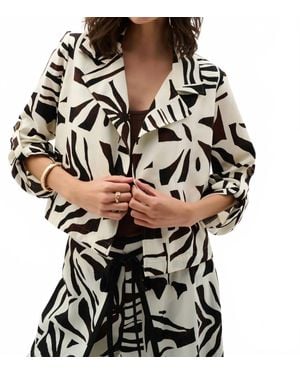 Joseph Ribkoff Tropical Open Front Boxy Blazer - Black