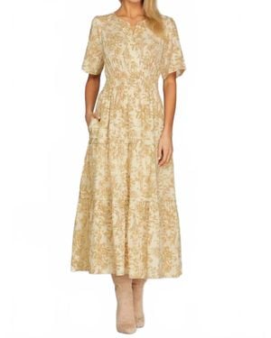 She + Sky Soft Launch Floral Midi Dress - Metallic