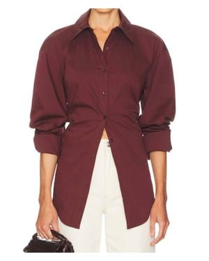 Simon Miller Loch Poplin Button Up Shirt - Red