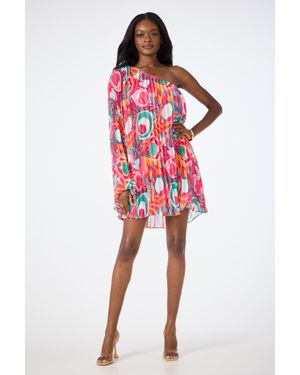 Trina Turk Narbonne One-Shoulder Mini Dress - Red