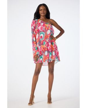 Trina Turk Narbonne One-Shoulder Mini Dress - Red
