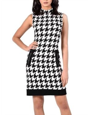 FRANK LYMAN Houndstooth Print Mini Dress - Black