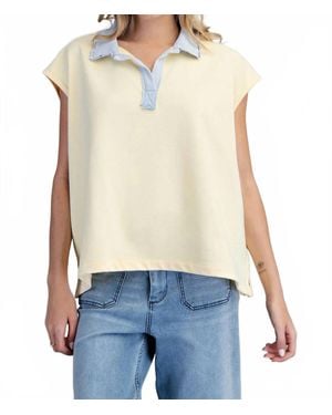Eesome Tricia Terry Collared Top - White