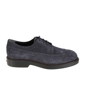 Hogan H704 Soft Calf Leather Brogue Derby Shoes - Black