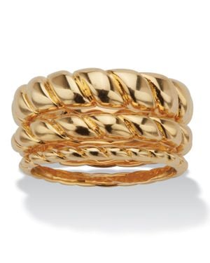 Palmbeach Jewelry Shrimp Style 14K-Plated Stackable Rings, 3 Piece Set - Metallic
