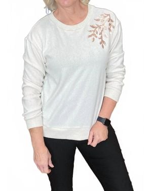 EMILY DANIELS Sequin Crew Neck Embellished Top - Gray