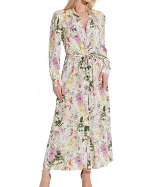 oolala Floral Button Front Maxi Dress - Natural