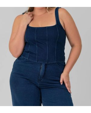 GOOD AMERICAN Soft Sculpt Corset Tank - Blue