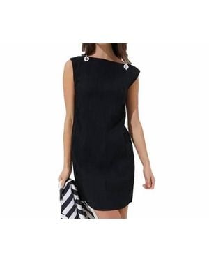 Etcetera Nautical Plisse Jacquard T-Shirt Dress - Black