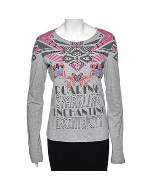 Love Moschino Printed Cotton Long Sleeve T-Shirt - Gray