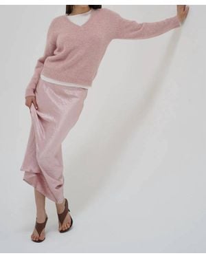 LNA Eva Shine Maxi Skirt - Pink