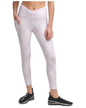DKNY Crossover-Front Tie-Dyed Leggings - White