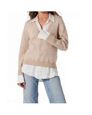 Astr Jianna Mixed Media Layered Sweater - Natural