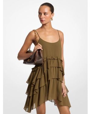 Michael Kors Georgette High-Low Tank Dress - Green