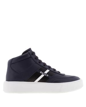 Bally Curter Leather High-Top Sneakers, Brand Size 39 Us Size 6 - Blue